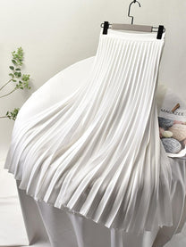 Elegant High-Waisted Pleated Skirt For Women