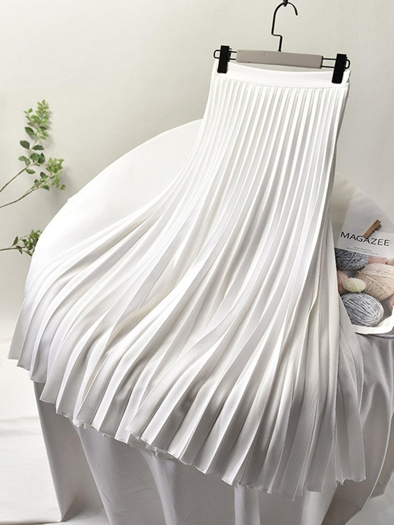 Elegant High-Waisted Pleated Skirt For Women