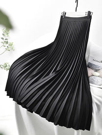Elegant High-Waisted Pleated Skirt For Women