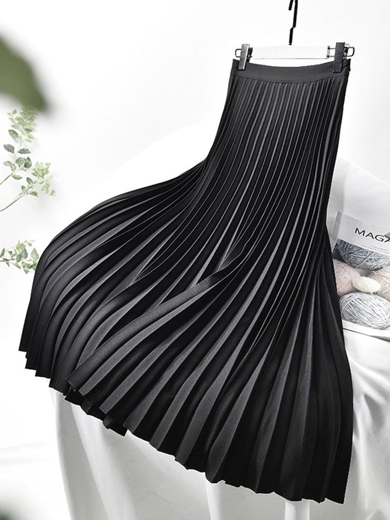 Elegant High-Waisted Pleated Skirt For Women