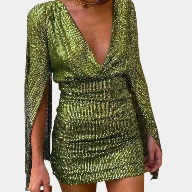 Elegant Knee-Length Dress With Subtle Sparkle And Flattering Fit