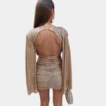 Elegant Knee-Length Dress With Subtle Sparkle And Flattering Fit
