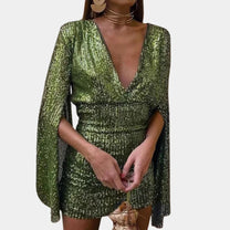 Elegant Knee-Length Dress With Subtle Sparkle And Flattering Fit