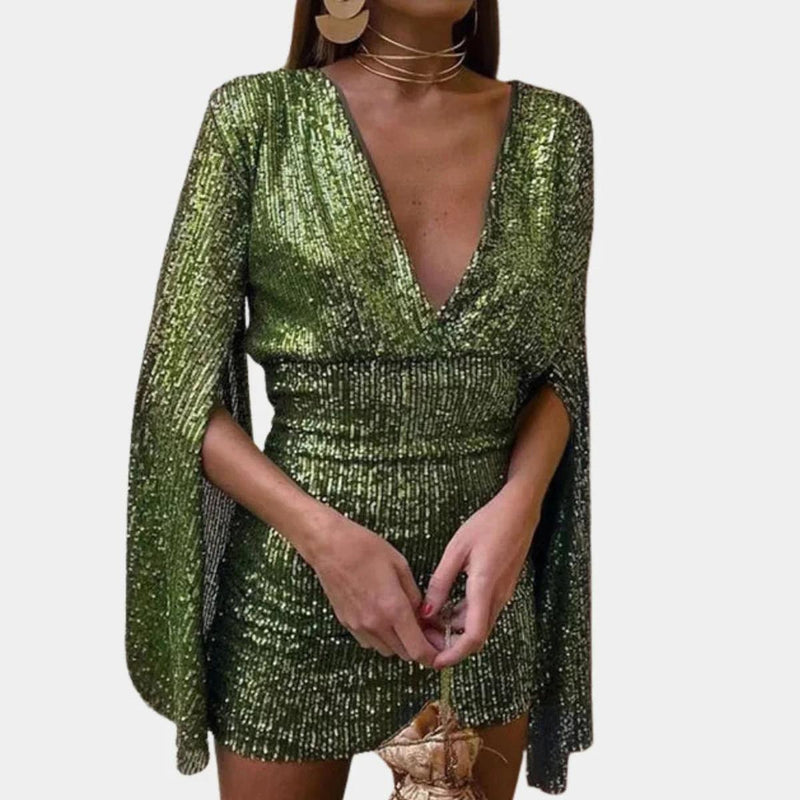 Elegant Knee-Length Dress With Subtle Sparkle And Flattering Fit