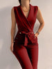 Wine Red With V-Neck