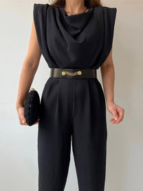 Elegant Long Jumpsuit With V-Neckline And Comfortable Fit