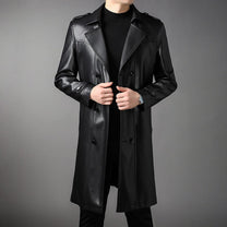 Elegant Long PU Leather Jacket For Men