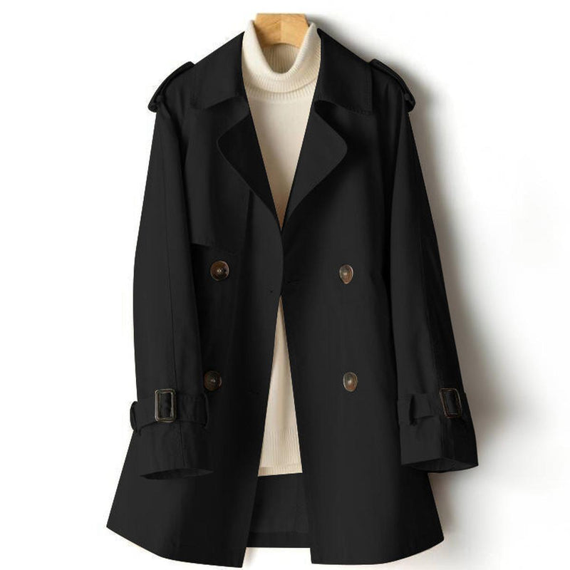 Elegant Notched Lapel Trench Coat for Women