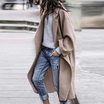 Elegant Oversized Winter Coat In Midnight Blue, Earthy Khaki, And Timeless Grey
