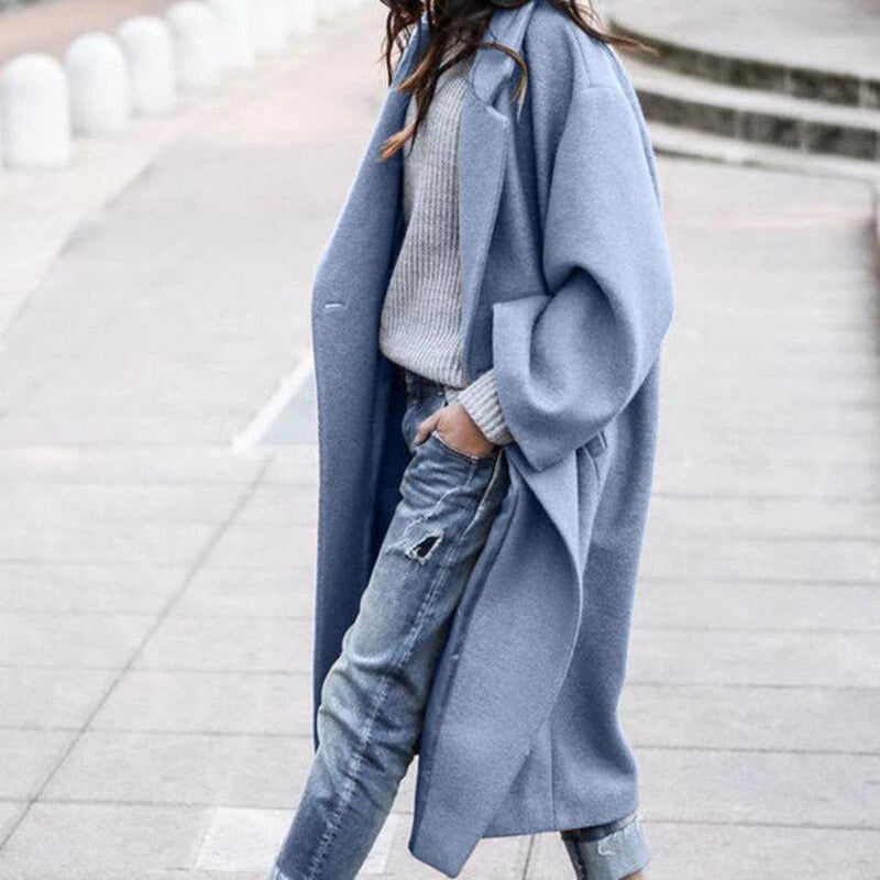 Elegant Oversized Winter Coat In Midnight Blue, Earthy Khaki, And Timeless Grey
