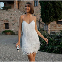 Elegant Sequin Cocktail Dress With Spaghetti Straps