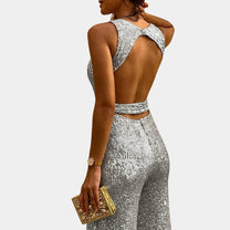 Elegant Sleeveless Glitter Jumpsuit For Women