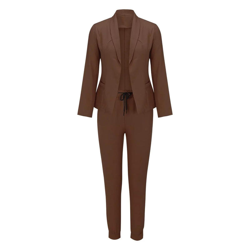 Elegant Two-Piece Set With Tie Belt And Flowing Top