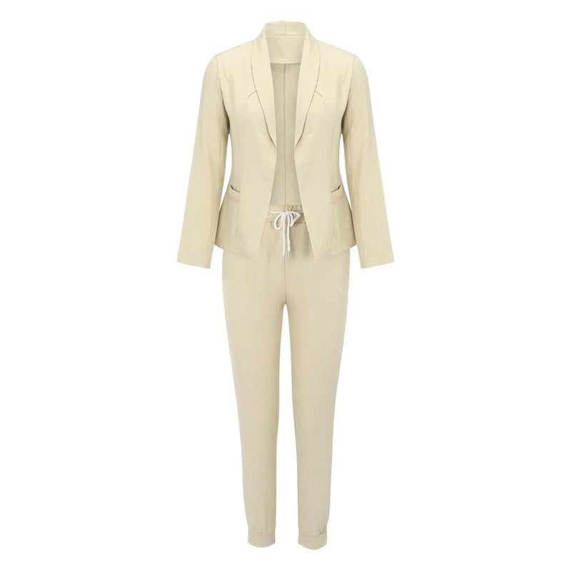 Elegant Two-Piece Set With Tie Belt And Flowing Top