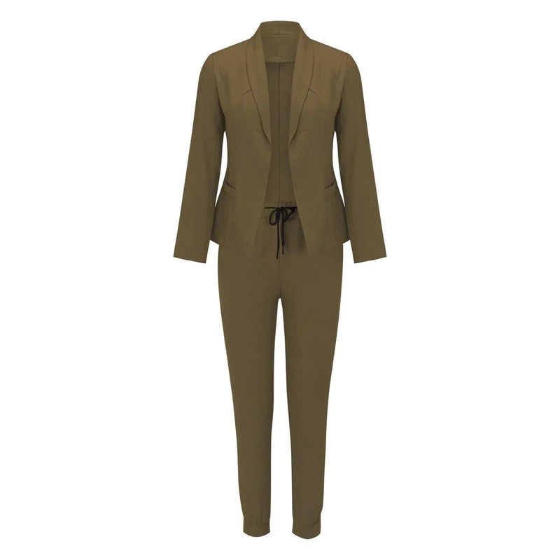 Elegant Two-Piece Set With Tie Belt And Flowing Top