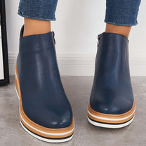 Elegant Wedge Ankle Boots With Side Zip For Women