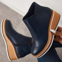 Elegant Wedge Ankle Boots With Side Zip For Women