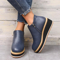 Elegant Wedge Ankle Boots With Side Zip For Women