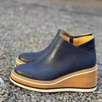 Elegant Wedge Ankle Boots With Side Zip For Women