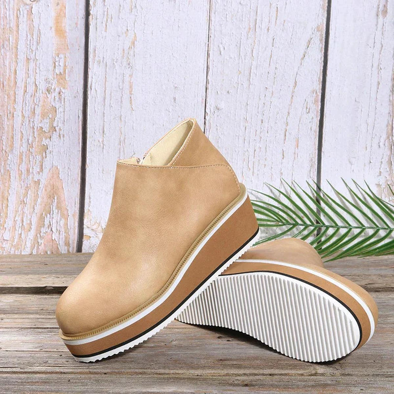 Elegant Wedge Ankle Boots With Side Zip For Women