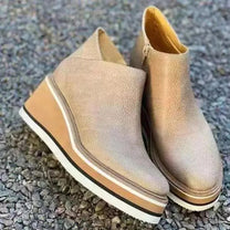 Elegant Wedge Ankle Boots With Side Zip For Women