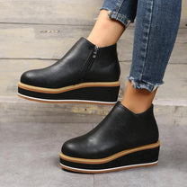 Elegant Wedge Ankle Boots With Side Zip For Women
