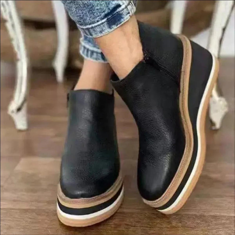 Elegant Wedge Ankle Boots With Side Zip For Women