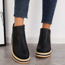 Elegant Wedge Ankle Boots With Side Zip For Women