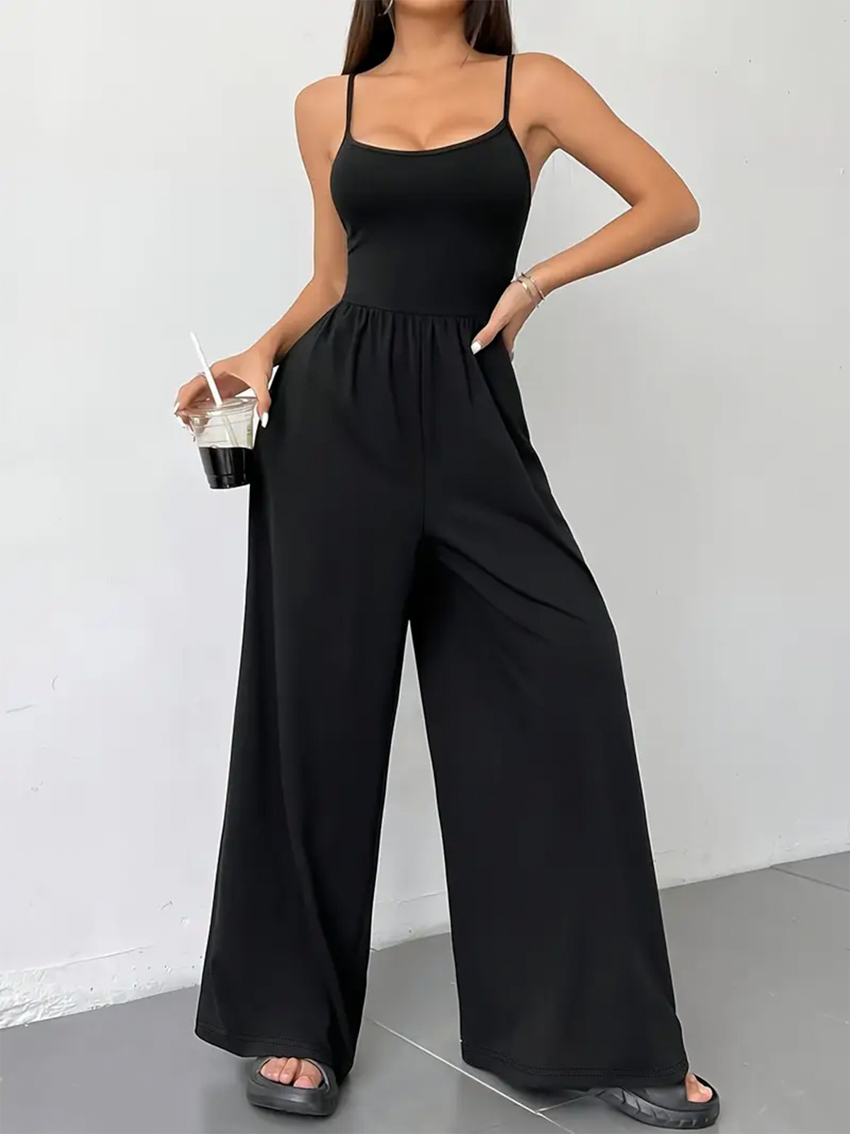 Elegant Wide Leg Sleeveless Jumpsuit