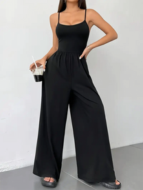 Elegant Wide Leg Sleeveless Jumpsuit