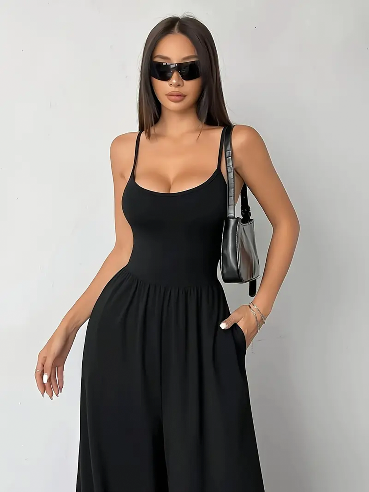 Elegant Wide Leg Sleeveless Jumpsuit