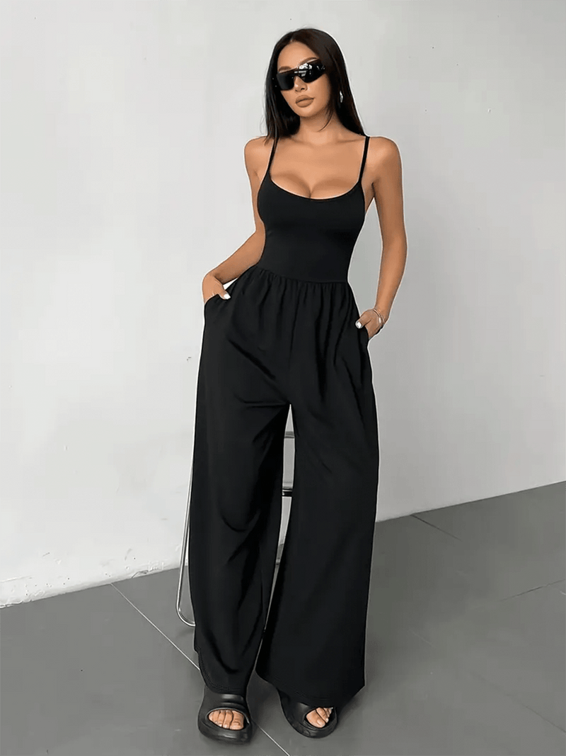 Elegant Wide Leg Sleeveless Jumpsuit