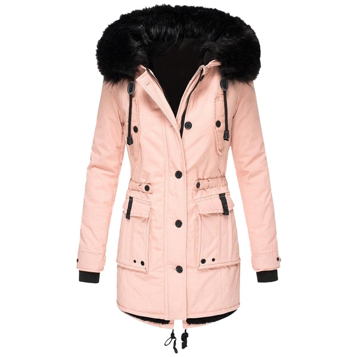 Elegant Winter Parka With Faux Fur Hood