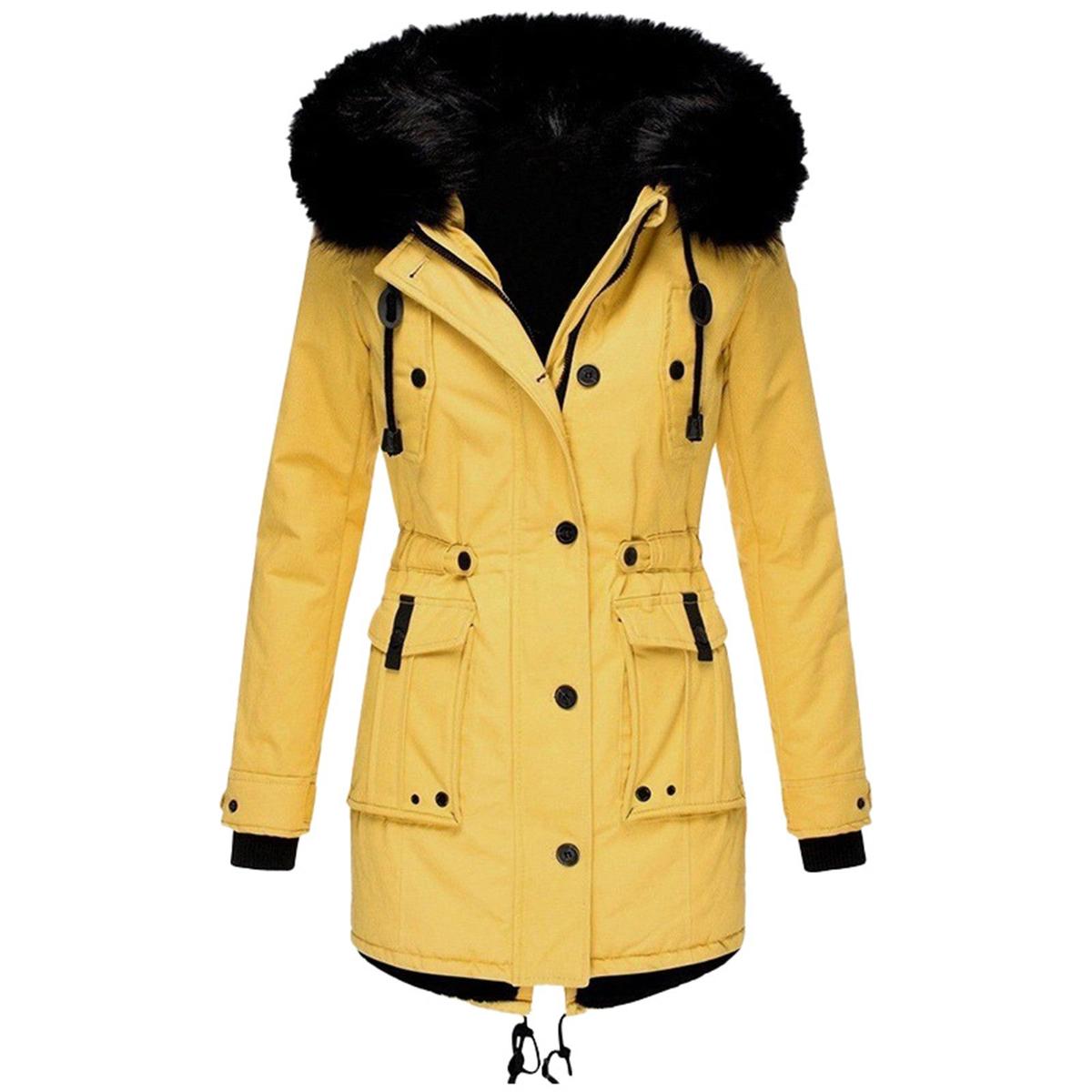 Elegant Winter Parka With Faux Fur Hood
