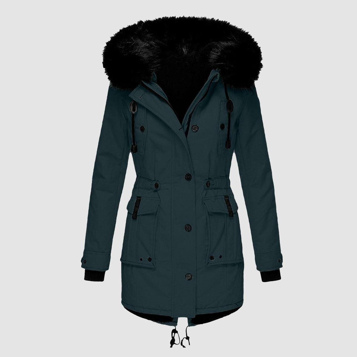 Elegant Winter Parka With Faux Fur Hood