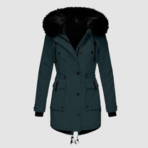 Elegant Winter Parka With Faux Fur Hood