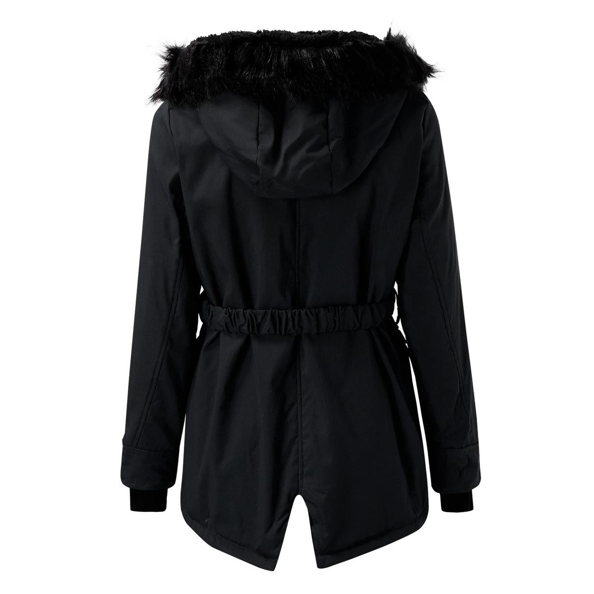 Elegant Winter Parka With Faux Fur Hood