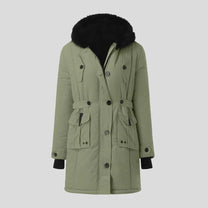 Elegant Women&#39;s Casual Parka With Fur Hood