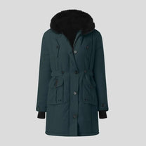 Elegant Women&#39;s Casual Parka With Fur Hood