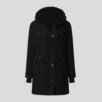Elegant Women&#39;s Casual Parka With Fur Hood