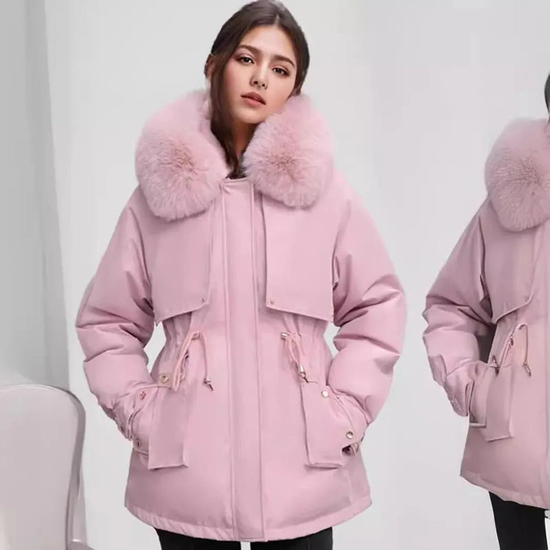 Elegant Women&#39;s Fur Collar Coat for Fall and Winter