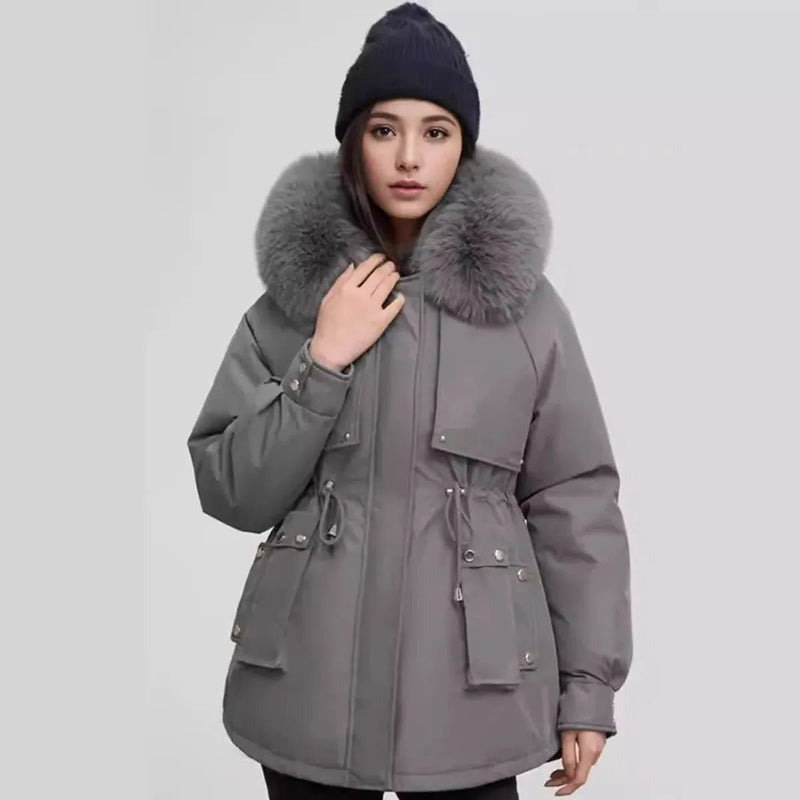 Elegant Women&#39;s Fur Collar Coat for Fall and Winter