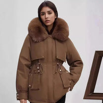 Elegant Women&#39;s Fur Collar Coat for Fall and Winter