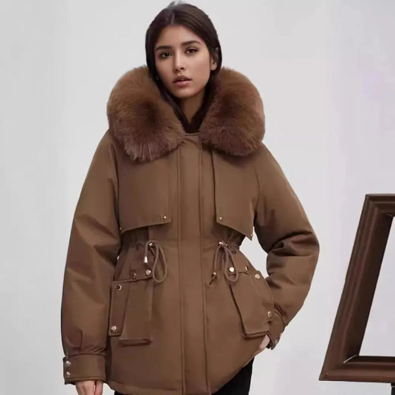 Elegant Women&#39;s Fur Collar Coat for Fall and Winter