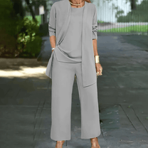 Elegant Women&#39;s Three-Piece Pantsuit Set With Cardigan