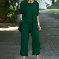 Elegant Women&#39;s Three-Piece Pantsuit Set With Cardigan