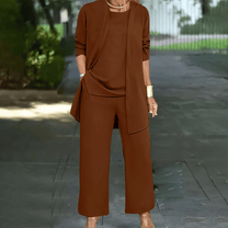 Elegant Women&#39;s Three-Piece Pantsuit Set With Cardigan
