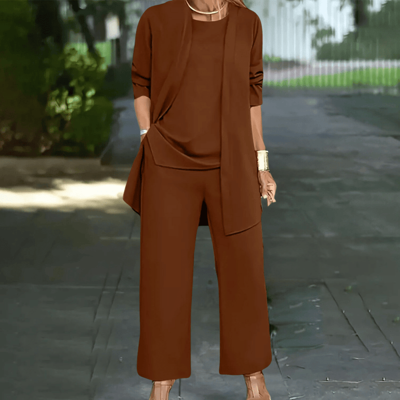 Elegant Women&#39;s Three-Piece Pantsuit Set With Cardigan
