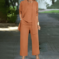 Elegant Women&#39;s Three-Piece Pantsuit Set With Cardigan