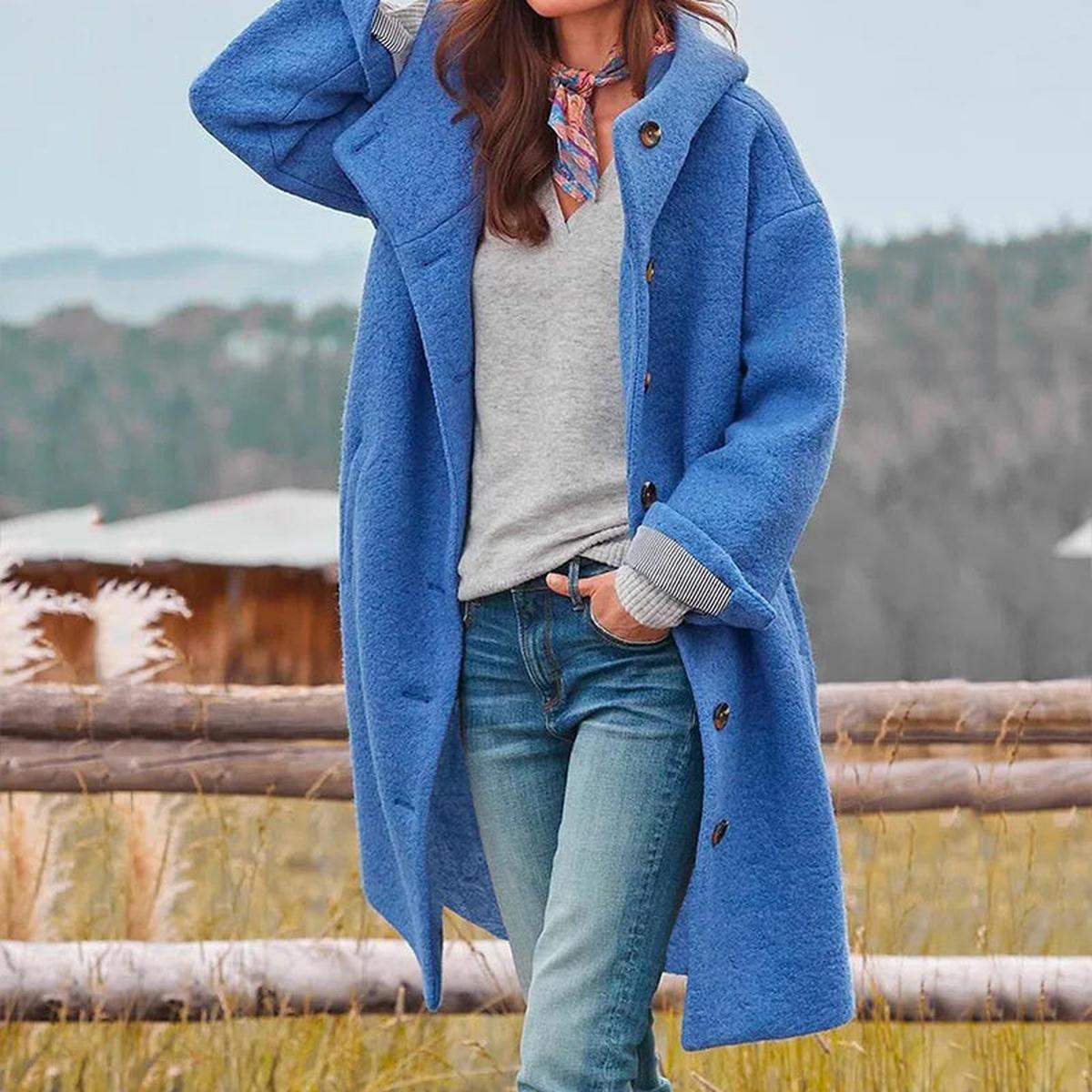 Elegant Women&#39;s Windproof Hooded Coat